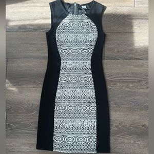 H&M Black and White Bodycon Patterned Mini Dress